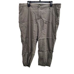 Khombu Woman's Olive Green Cropped Bungee Hem Hiking‎ Outdoor Pants Plus XXL